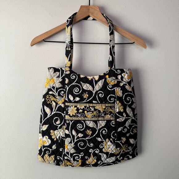 Vera Bradley Women's Yellow Bird Paisley Print Curvy Tote Bag - Picture 1 of 8
